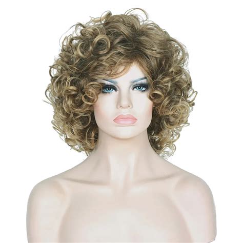 Strongbeauty Womens Wig Synthetic Blonde Mix Shotr Curly Natural