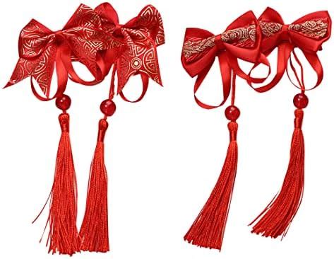 XPEX 2 Pairs Bow Hair Clips Chinese New Year Hair Clips Hair