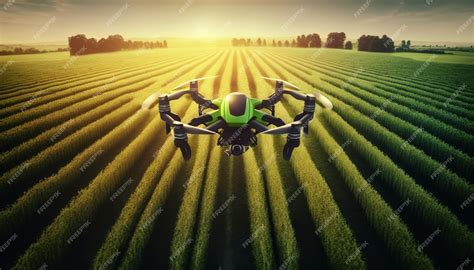 Premium Photo Drones Flying Over Farm Fields In The Future To Automate Farming In Agriculture