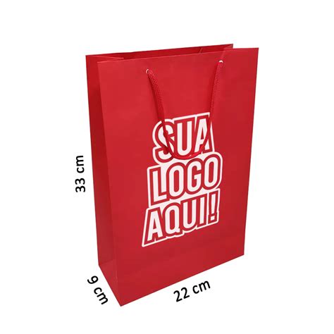 Sacola Vermelha Personalizada 33x22x9 Cm AxLxP A Partir De 100 Unidades