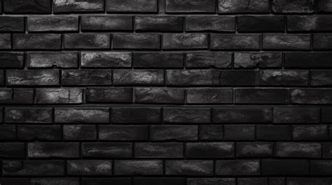 Wide Panorama Of A Black Brick Wall Pattern Texture Background Brick