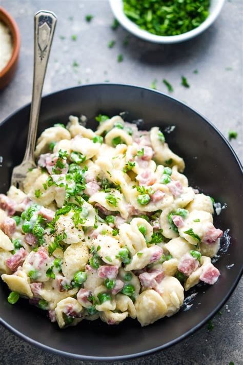 Ham And Peas Alfredo Pasta The Kitchen Girl Recipe Healthy Bowls