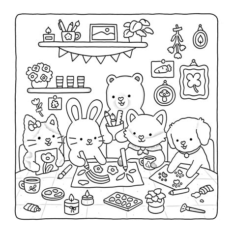 Fuzzy Hygge: Cute and Cozy Coloring Book for Adults & Teens 9 | Páginas