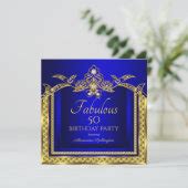 Elegant Royal Blue Gold Damask Birthday Party Invitation Zazzle