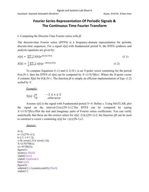 Fourier Series Representation Of Periodic Signals The Faraday