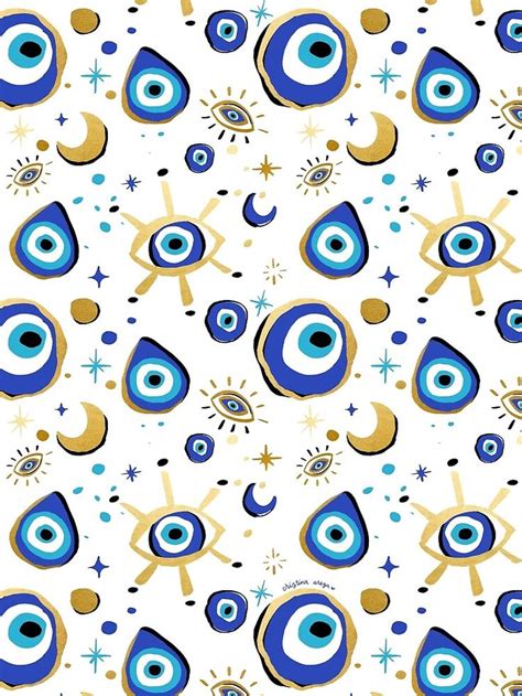 Blue And Gold Evil Eye Canvas Print By Arezuco