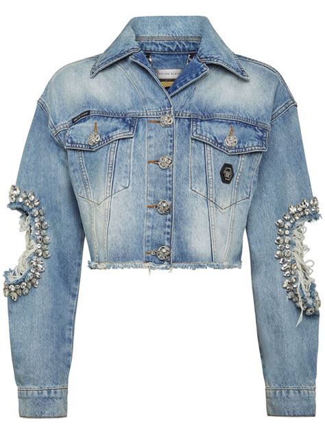 Philipp Plein Crystal Embellished Denim Jacket Farfetch