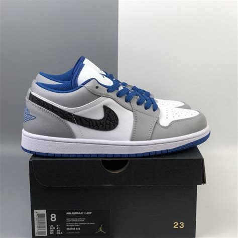 Air Jordan 1 Low Whitetrue Blue Cement Grey Black For Sale The Sole Line