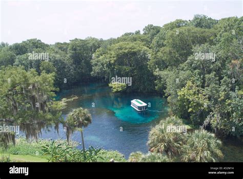 Silver Springs aerial view glass bottom boat tour Silver river Florida FL USA lighthouse ride ...