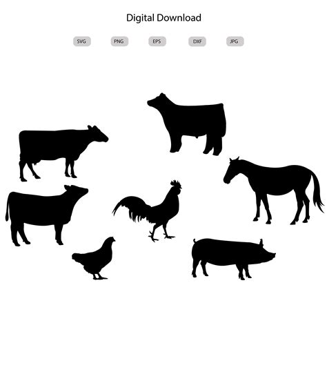 Farm Animal Svg Farm Animal Silhouette Farm Animal Svg Bundle Farm ...