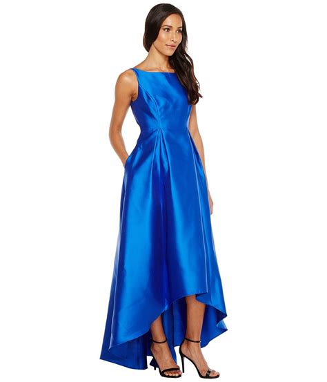 Adrianna Papell High Low Halter Mikado Gown Womens Dress Yves Blue