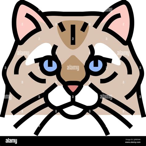 Siberian Cat Cute Pet Color Icon Vector Illustration Stock Vector Image