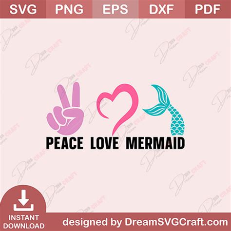 Peace Love Mermaid SVG DreamSVGCraft