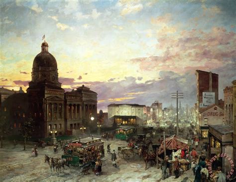 Theodor Groll Washington Street Indianapolis at Dusk painting ...