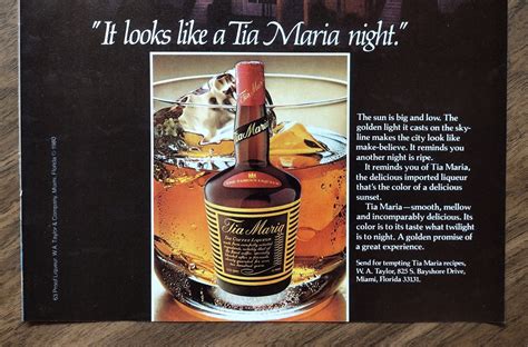 1980s Tia Maria Liqueur Original Magazine Advertisement Etsy