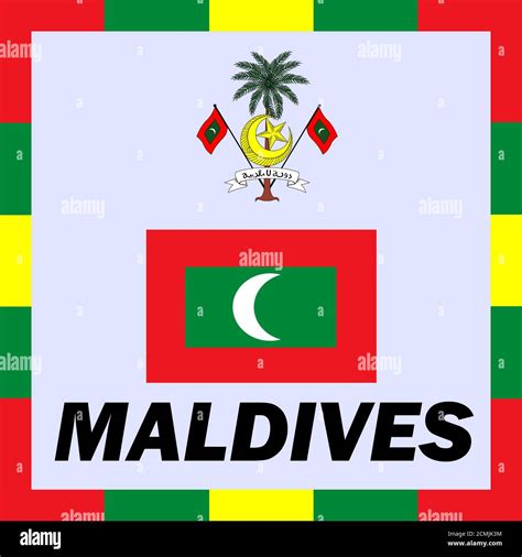 Official Ensigns Flag And Coat Of Arm Of Maldives Stock Photo Alamy