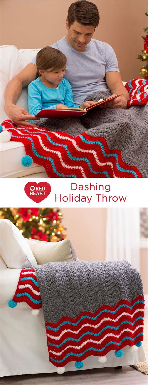 Dashing Holiday Throw Free Crochet Pattern In Red Heart Yarns Heres