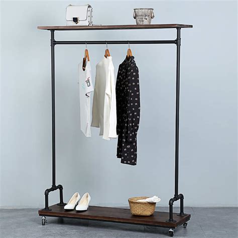 Buy Industrial Pipe Clothing Rack On Wheels Vintage Rolling Rack For