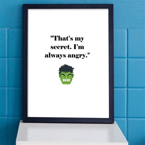 Hulk Im Always Angry Quote Print Marvel Mcu Etsy New Zealand