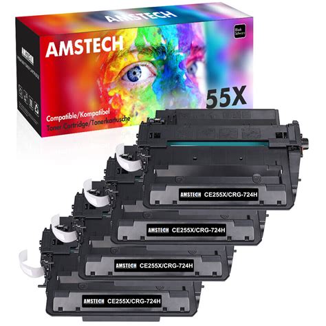 4x Black Toner Ce255x 55x Cartridge Replace For Hp Laserjet P3015 P3015d P3015dn Ebay