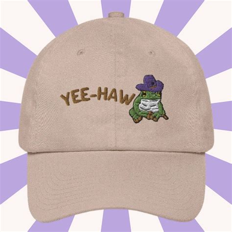 Cowboy Frog Yee Haw Embroidered Dad Hat Cool Frog Hats Funny Frog T