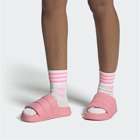 Adidas Adilette Essential Slides Pink Adidas Thailand