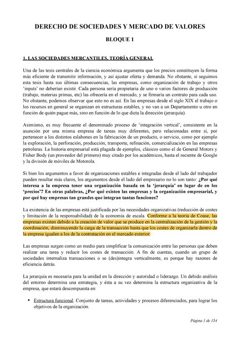 Derecho De Sociedades Apuntes DERECHO DE SOCIEDADES Y MERCADO DE