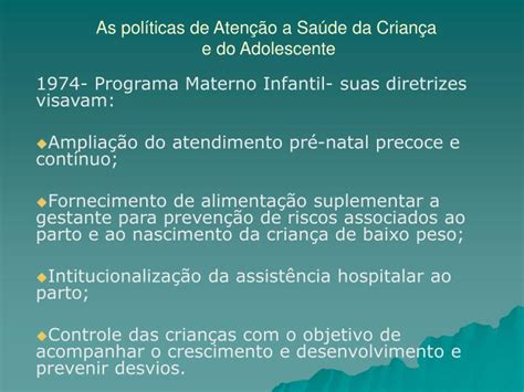 Ppt As Políticas De Atenção A Saúde Da Criança E Do Adolescente