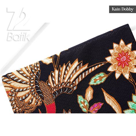 Hitam Premium Dobby Batik Fabric With Cendrawasih Bird Motif In Black