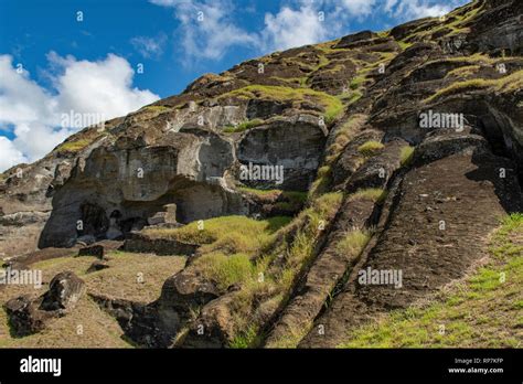 Moai Quarry at Rano Raraku, Easter Island, Chile Stock Photo - Alamy