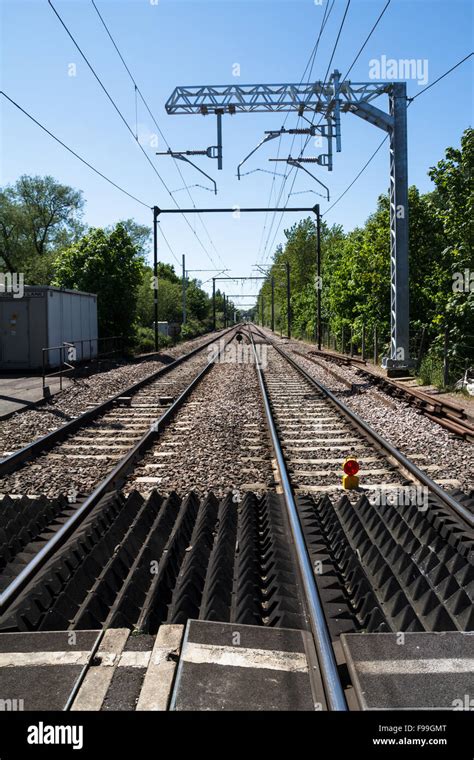 Modern Electric Railway Tracks Stock Photo - Alamy