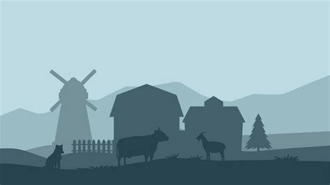 Countryside landscape vector illustration. Farm silhouette landscape ...