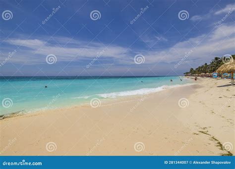 Gorgeous View Of Sandy Eagle Beach Of Caribbean Sea On Island Of Aruba Editorial Photography