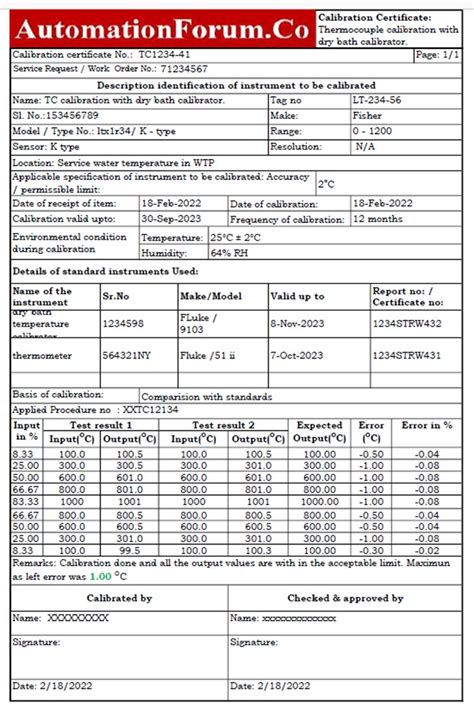 8 Steps Calibration Procedure for Thermocouple