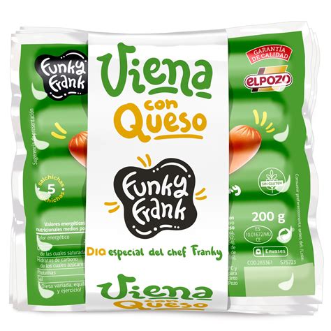 Salchichas Cocidas Viena Con Queso Funky Frank Bolsa X G