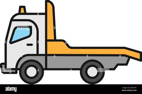 Tow Truck Color Icon Car Wrecker Evacuator Isolated Vector