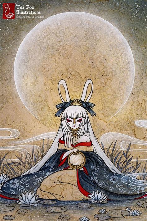 Reflect Moon Rabbit Bunny Yokai Girl By Teafoxillustrations 600