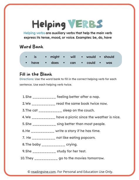 Helping Verbs And Action Verbs Worksheet For Grade 3 Your Home