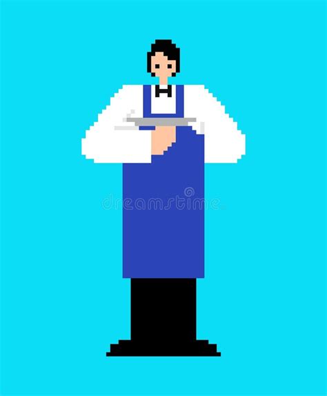 Waiter Pixel Art Pixelated Service Staff In The Restaurant Stock