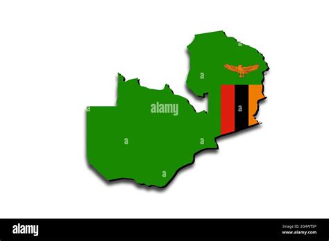 Mapa General De Zambia Con La Bandera Nacional Superpuesta Sobre El