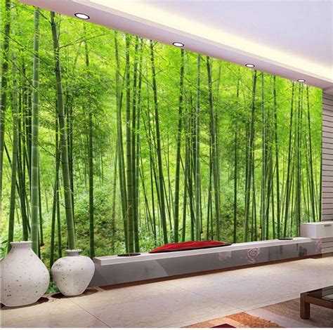 Guyuell Hd Bosque De Bambú Verde Paisaje Natural Foto Mural Papel Tapiz