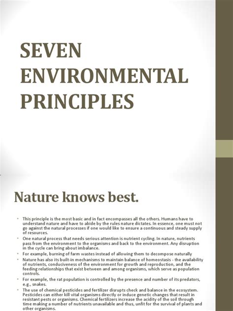 Seven Environmental Principles Renewable Resources Resource