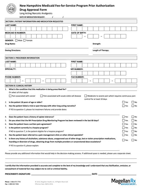 Fillable Online Dhhs Nh Long Acting Narcotic Medications New