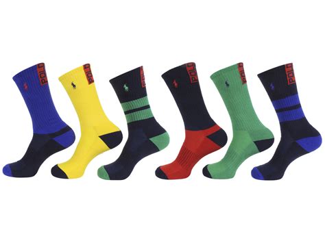 Polo Ralph Lauren Socks Mens 6 Pairs Crew Colors Classic Sport