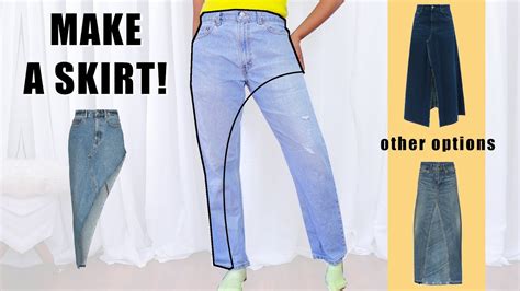 How To Remake Jeans Into A Skirt Easy Youtube