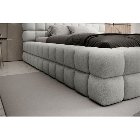 Lit EDEN ROCK en Tissu Bouclé Tendance avec coffre de rangement