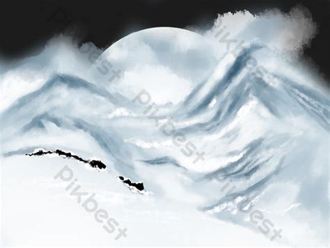 Winter Snow Mountain Drawing Illustration PNG Images | PSD Free ...