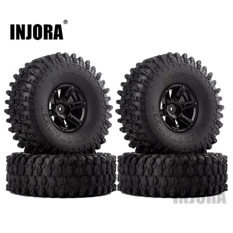 Injora Conjunto De Pneus De Borracha Beadlock Pe As Polegadas