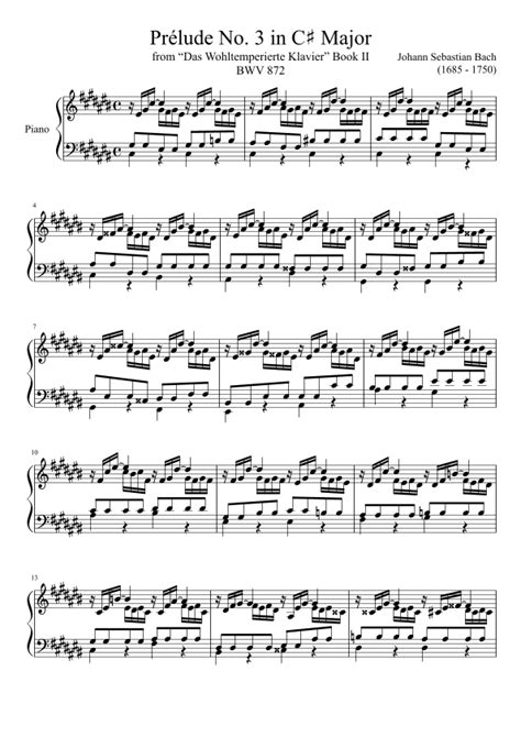 Prelude No 3 BWV 872 In C Major Arr Zachary Corbett Sheet Music