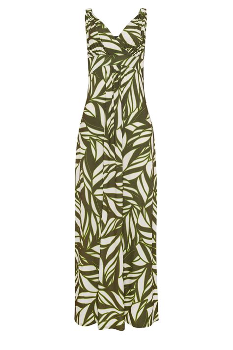 LTS Tall Women S Olive Green Leaf Print Maxi Dress Long Tall Sally